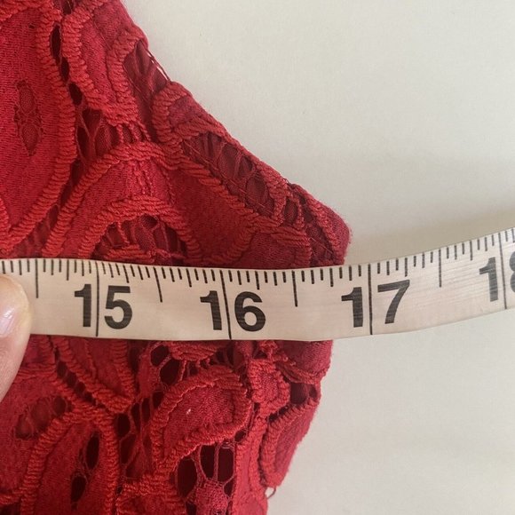 Anthropologie Red Lace Jumpsuit with Cropped Wide-Leg - Picture 9 of 14